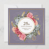 25e huwelijksjubileumfeest Vintage bloemmotief Kaart (Voorkant)