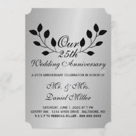 25e huwelijksjubileumfeest Zilveren Uitnodiging