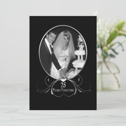 25e huwelijksuitnodiging - Foto's Kaart (Staand voorkant)
