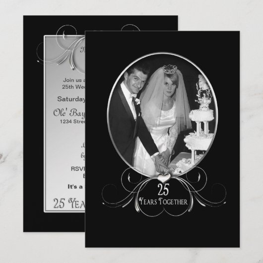 25e huwelijksuitnodiging - Foto's Kaart (Voorkant / Achterkant)