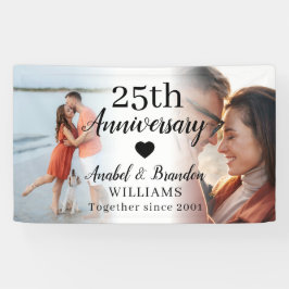 25e huwelijksverjaardag aangepaste 2 foto collage spandoek