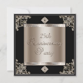 25e huwelijksverjaardag Art Deco zwart sepia Kaart (Voorkant)