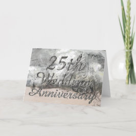 25e huwelijksverjaardag Chic Zilveren Typografie Kaart