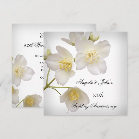 25e huwelijksverjaardag Elegant bloemig wit Kaart (Voorkant / Achterkant)