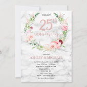 25e huwelijksverjaardag Elegante roze gouden bloem Kaart (Voorkant)