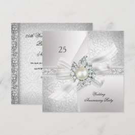 25e huwelijksverjaardag feest Parel Wit Zilver Kaart