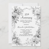 25e huwelijksverjaardag Florals Silver Luxury Kaart (Voorkant)