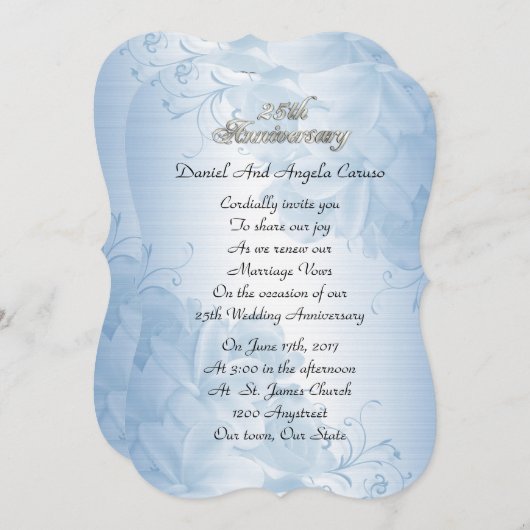 25e Huwelijksverjaardag gelofte vernieuwing blauw  Kaart (Voorkant / Achterkant)
