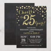 25e huwelijksverjaardag krijtbord zwart en goud kaart (Voorkant / Achterkant)
