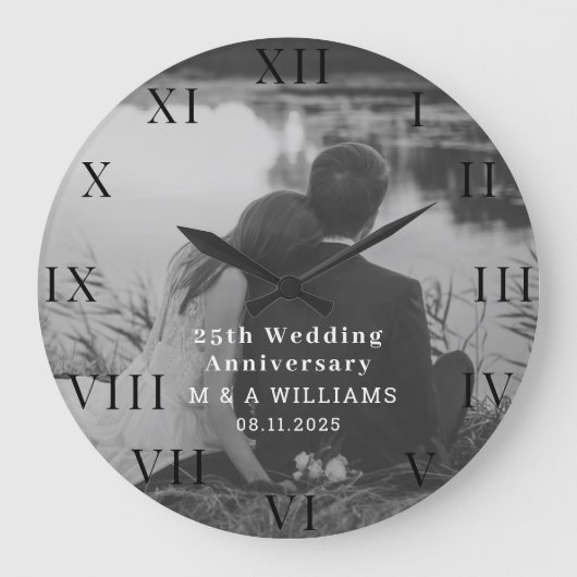 25e huwelijksverjaardag moderne foto vijftigste  grote klok (Voorkant)