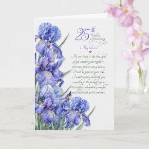 25e huwelijksverjaardag Romantische paarse Iris Kaart
