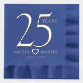 25e huwelijksverjaardag Silver Open Heart Folie Servetten (Voorkant)