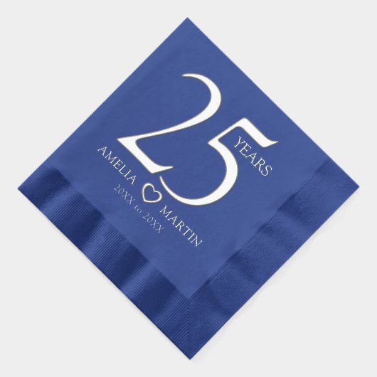 25e huwelijksverjaardag Silver Open Heart Folie Servetten (Rechts)