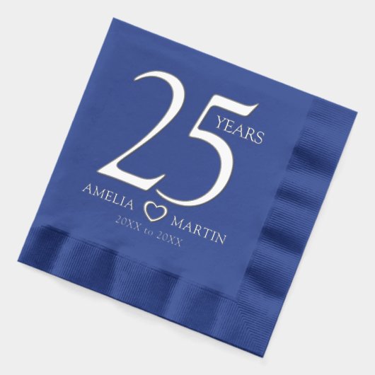 25e huwelijksverjaardag Silver Open Heart Folie Servetten (Links)