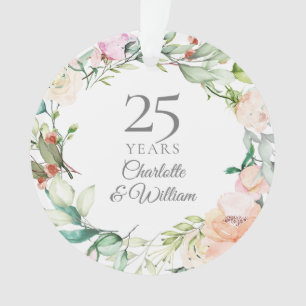 25e huwelijksverjaardag Waterverfrozen bloemstuk Ornament