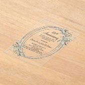 25e huwelijksverjaardag Zilver groen Clear Acryl Uitnodigingen (Laagn)