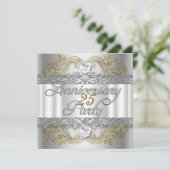 25e huwelijksverjaardag zilver witgoud kaart (Staand voorkant)