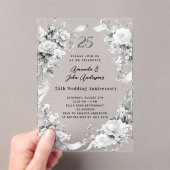 25e huwelijksverjaardag Zilveren bloemen Clear Acryl Uitnodigingen (Insitu (Draagbaar))
