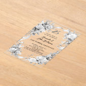 25e huwelijksverjaardag Zilveren bloemen Clear Acryl Uitnodigingen (Laagn)