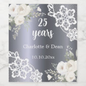 25e huwelijksverjaardag Zilveren bloemen Wijn Etiket (Enkel label)