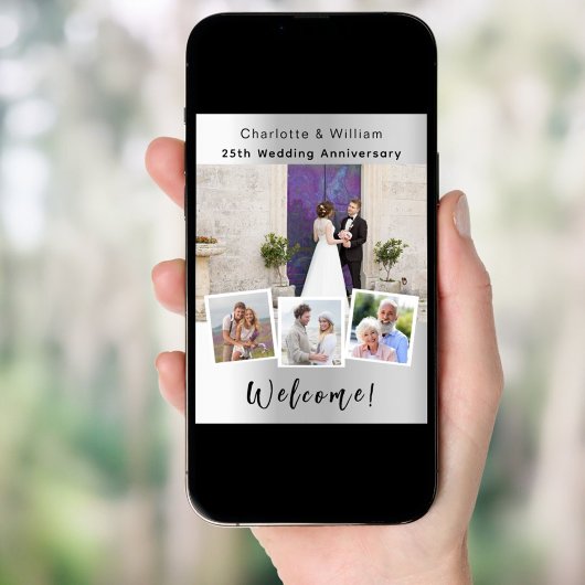 25e huwelijksverjaardag zilveren foto welkomstbord poster