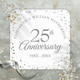 25e huwelijksverjaardag Zilveren Harten Confetti Vierkante Sticker