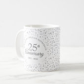 25e huwelijksverjaardag Zilveren Hartjes Koffiemok (Voorkant links)