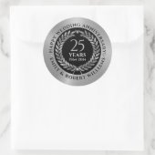 25e huwelijksverjaardag zilveren lauwerkrans ronde sticker (Tas)