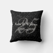 25e huwelijksverjaardag Zilveren Stardust Confetti Kussen (Achterkant)