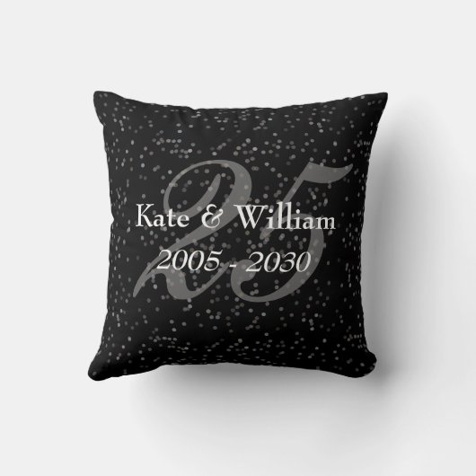 25e huwelijksverjaardag Zilveren Stardust Confetti Kussen (Achterkant)