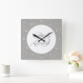 25e huwelijksverjaardag Zilveren Stardust Confetti Vierkante Klok (Huis)