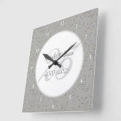 25e huwelijksverjaardag Zilveren Stardust Confetti Vierkante Klok (Hoek)