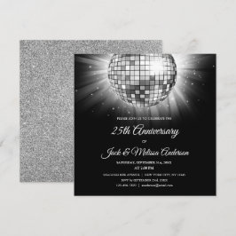 25e huwelijksverjaardagsfeest Zilveren Disco Bal Kaart