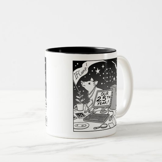 25e IFComp-Mok Tweekleurige Koffiemok (Voorkant rechts)