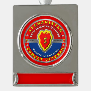 25e infanteriedivisie "Afghanistan veteraan" Verzilverd Banner Ornament