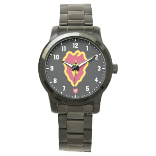 25e Infanteriedivisie Zwart roestvrij staal Horloge