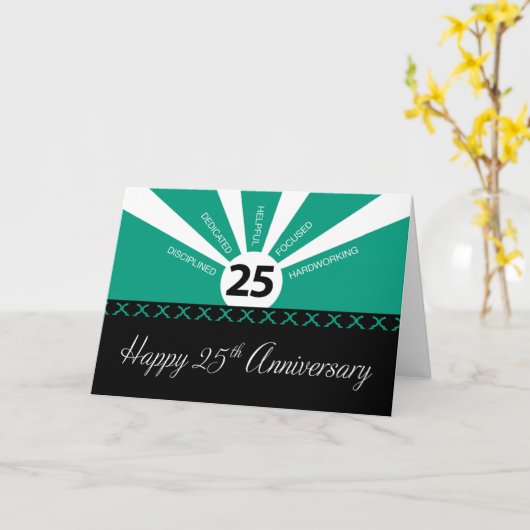 25e jaar Jubileum werknemer, bedrijf, groen Kaart (Gele Bloem)