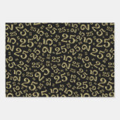 25e jaardag zwart & goudnummerpatroon 25 inpakpapier vel (Voorkant)