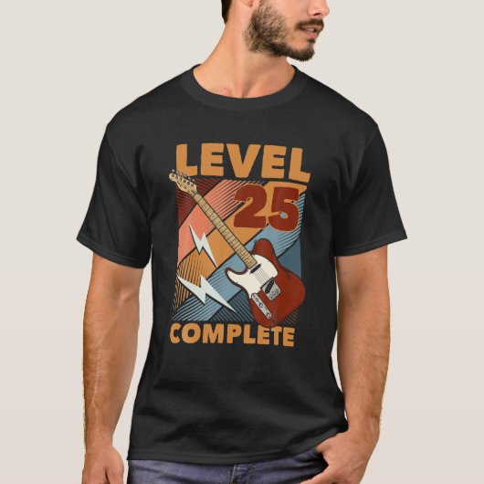25e jaarniveau 25 Complete E-gitaar T-shirt (Voorkant)
