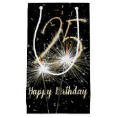 25e jaarsparkler op zwart klein cadeauzakje (Voorkant)