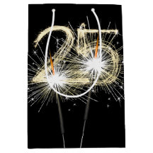 25e jaarsparklers op zwart