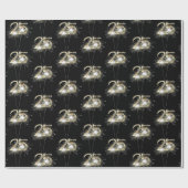 25e jaarsparklers op zwarte wand cadeaupapier (Vlak)