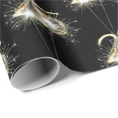 25e jaarsparklers op zwarte wand cadeaupapier (Rol Hoek)
