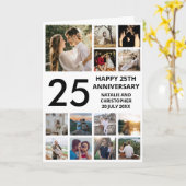 25e Jubileum 13 Foto Collage Black and White Kaart (Gele Bloem)