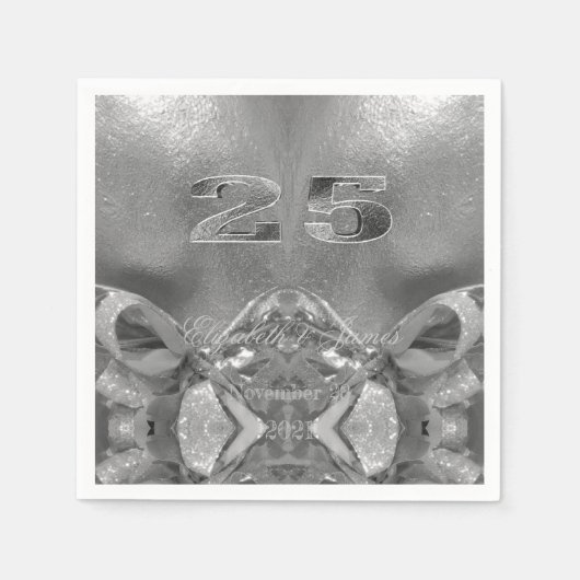 25e Jubileum 25 Jaar Jubilee Chic Silver Grey Servet (Voorkant)