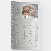 25e Jubileum - Aangepaste foto zilveren glitter Spandoek (Verticaal)
