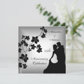 25e Jubileum Aziatische zwarte zilver-platenparen Kaart (Staand voorkant)