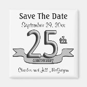 25e Jubileum Bewaar de datum Feestgunsten Magneet (Voorkant)