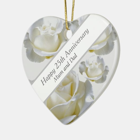 25e Jubileum bewerkbaar Silver-Roos Keramisch Ornament (Links)