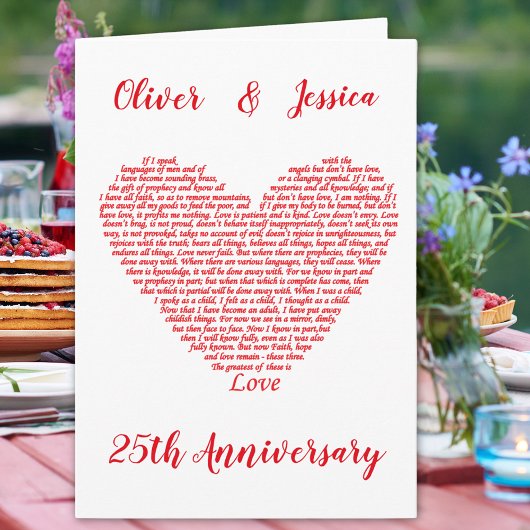 25e Jubileum Bijbelcitaat 1 Corinthians 13 Love Kaart